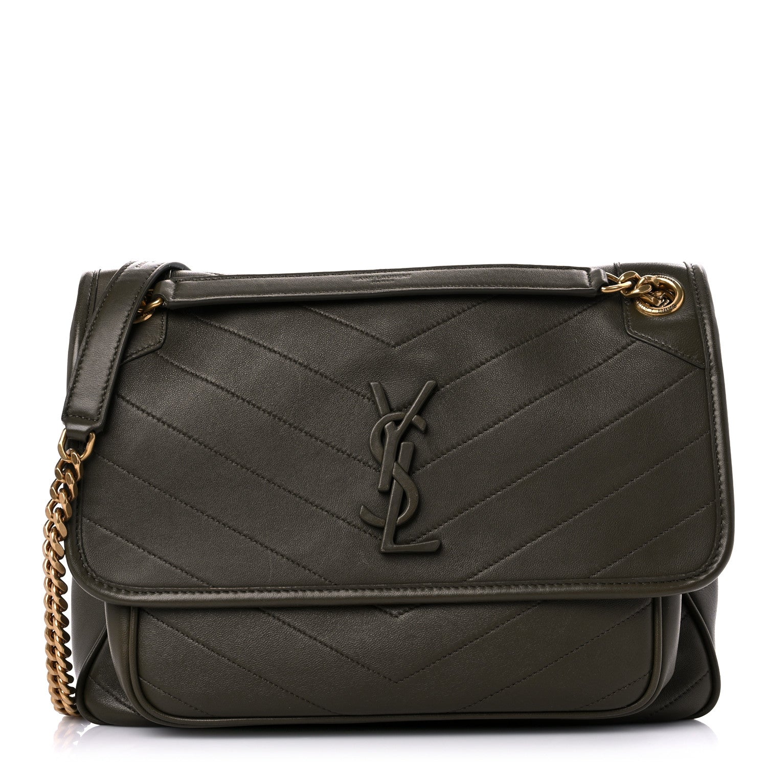 Saint Laurent Lambskin Matelasse Monogram Medium Niki Chain Satchel Seaweed 1 of 13