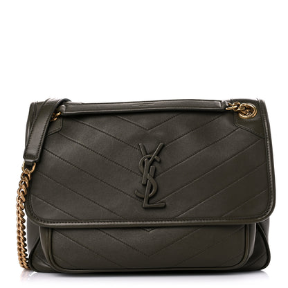 Saint Laurent Lambskin Matelasse Monogram Medium Niki Chain Satchel Seaweed 1 of 13
