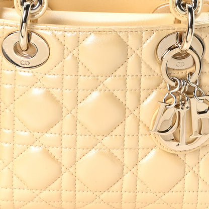 Christian Dior Iridescent Metallic Lambskin Cannage Mini Lady Dior Soft Yellow 8 of 10