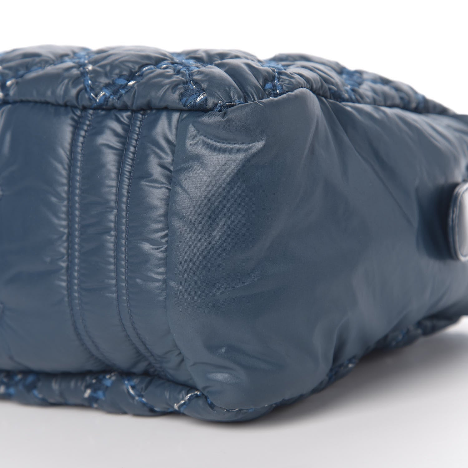 Chanel Nylon Quilted Tweed Stitch Bubble Camera Case Blue 9 of 10