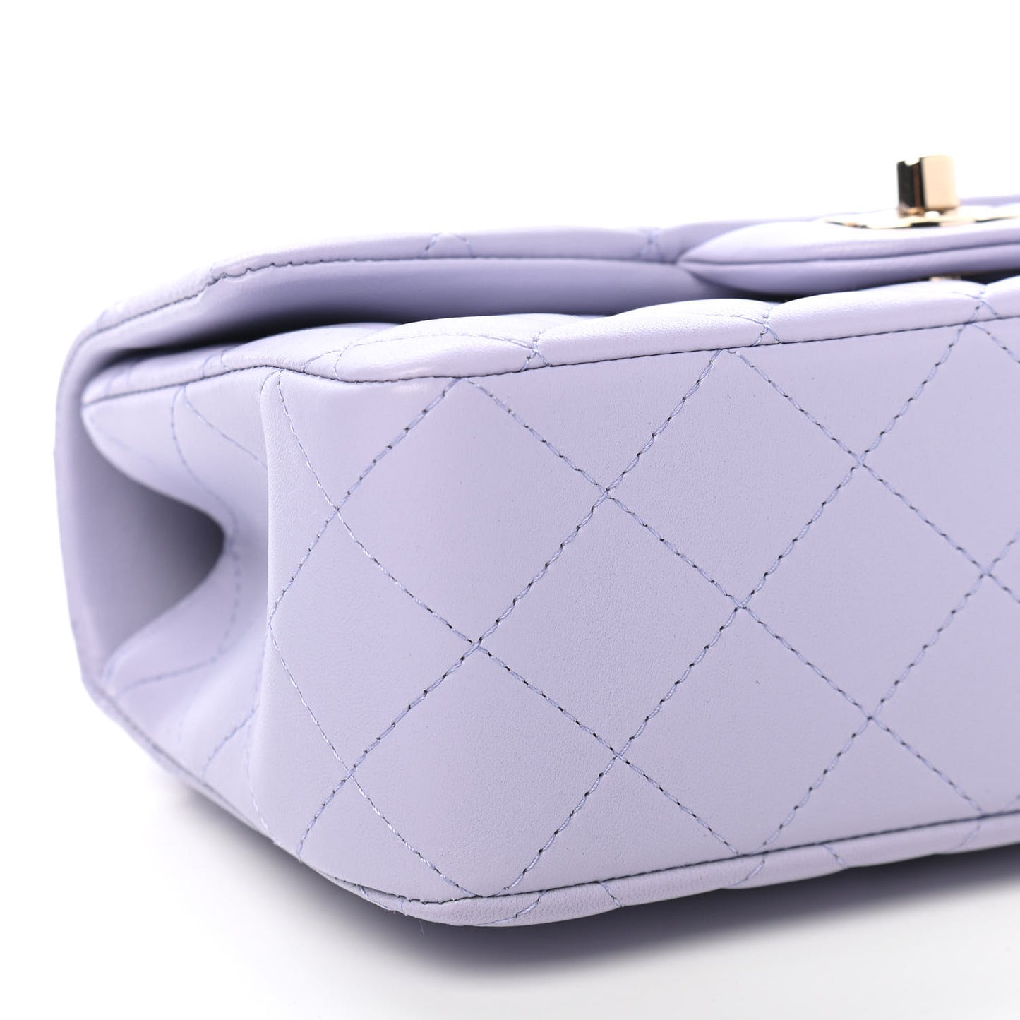 Lambskin Quilted Mini Top Handle Rectangular Flap Light Purple