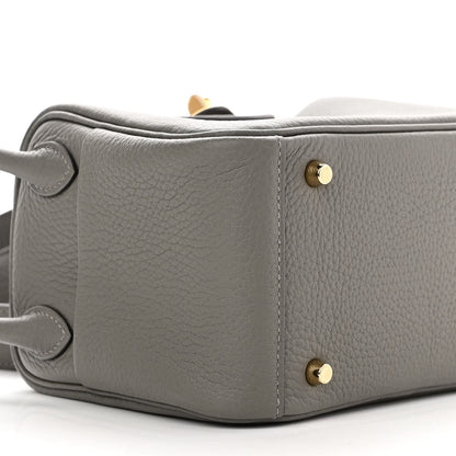 Hermes Taurillon Clemence Mini Lindy 20 Gris Meyer 9 of 11