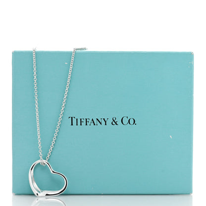 Tiffany Sterling Silver 22mm Elsa Peretti Open Heart Pendant Necklace 5 of 5