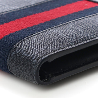 Gucci GG Supreme Monogram Selleria Calfskin Web New Web Bi-Fold Wallet Black 8 of 10