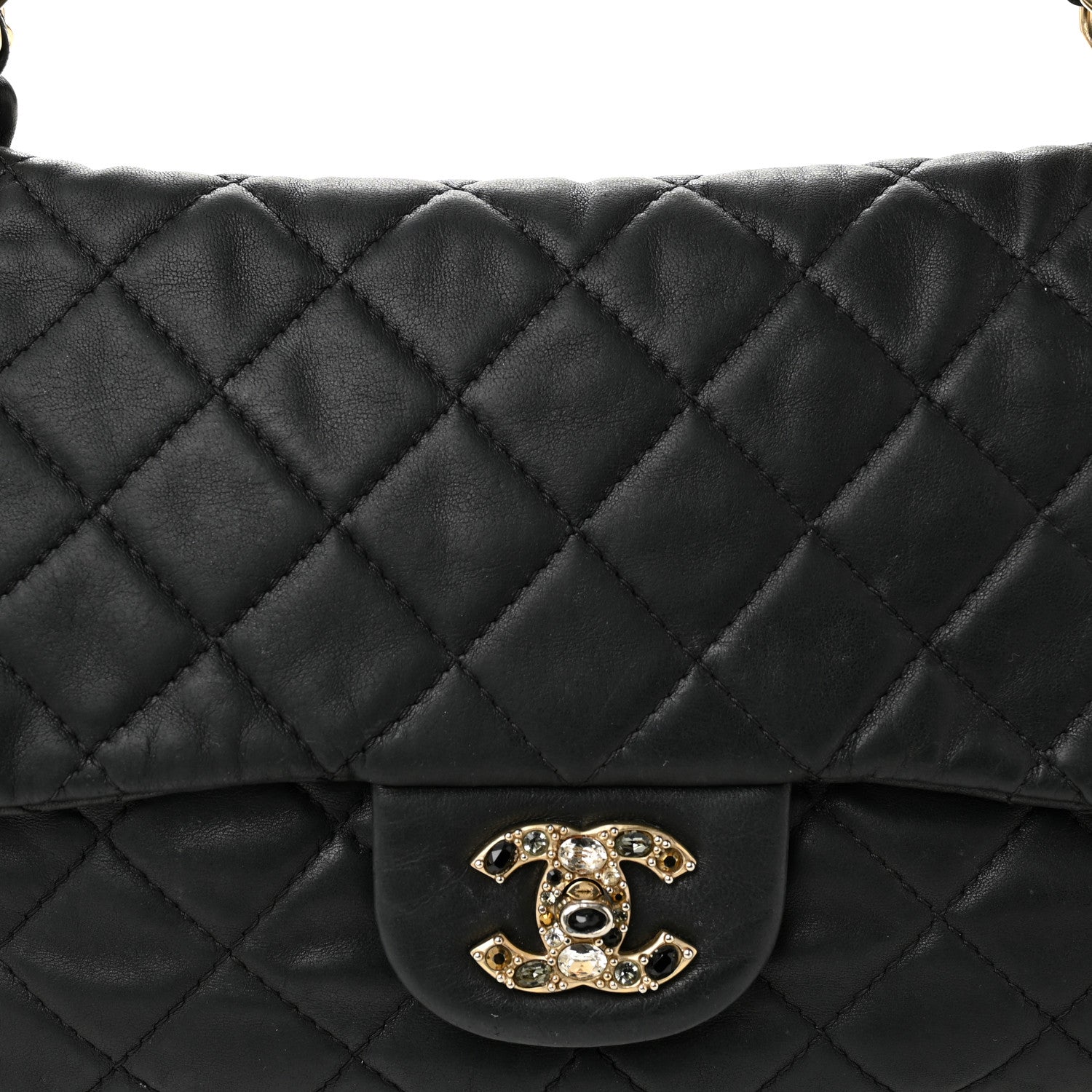 Chanel Lambskin Quilted Medium Precious Jewel Single Flap Black 7 of 13