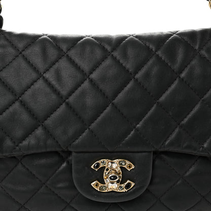 Chanel Lambskin Quilted Medium Precious Jewel Single Flap Black 7 of 13