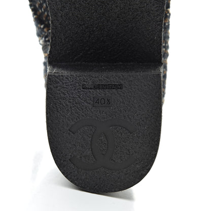 Chanel Tweed Quilted Lace Up Short Boots 40.5 Black Multicolor 6 of 8