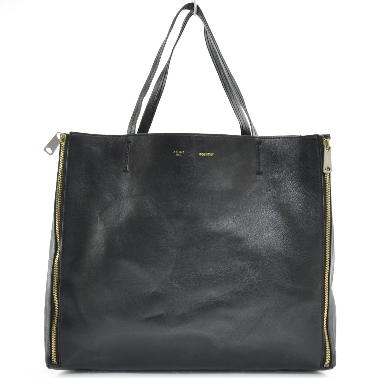 Leather Gusset Cabas Black