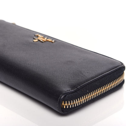 Prada Saffiano Zip Around Wallet Black 8 of 10