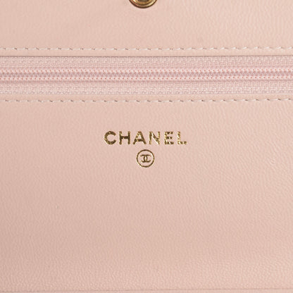 Chanel Lambskin Quilted Wallet On Chain WOC Light Pink Burgundy 5 of 8