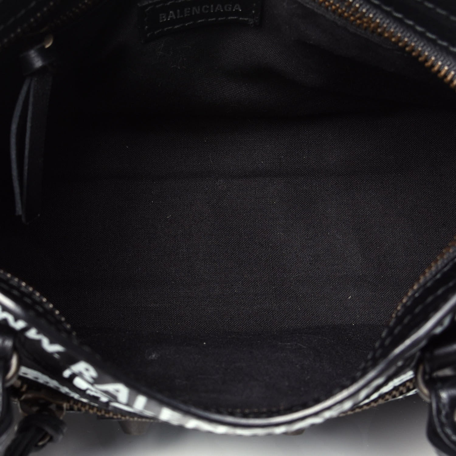 Balenciaga Calfskin Crocodile Embossed Graffiti Classic Hardware Mini City Black White 6 of 10