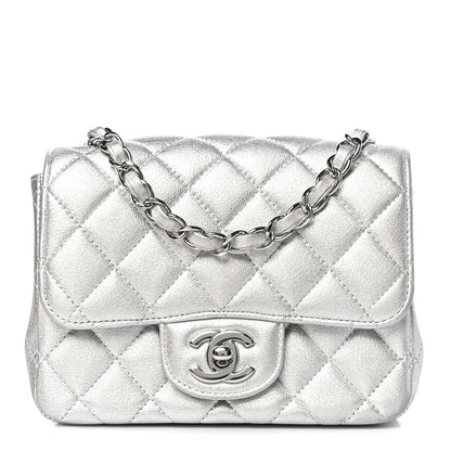 Chanel Metallic Lambskin Quilted Mini Square Flap Silver 1 of 11
