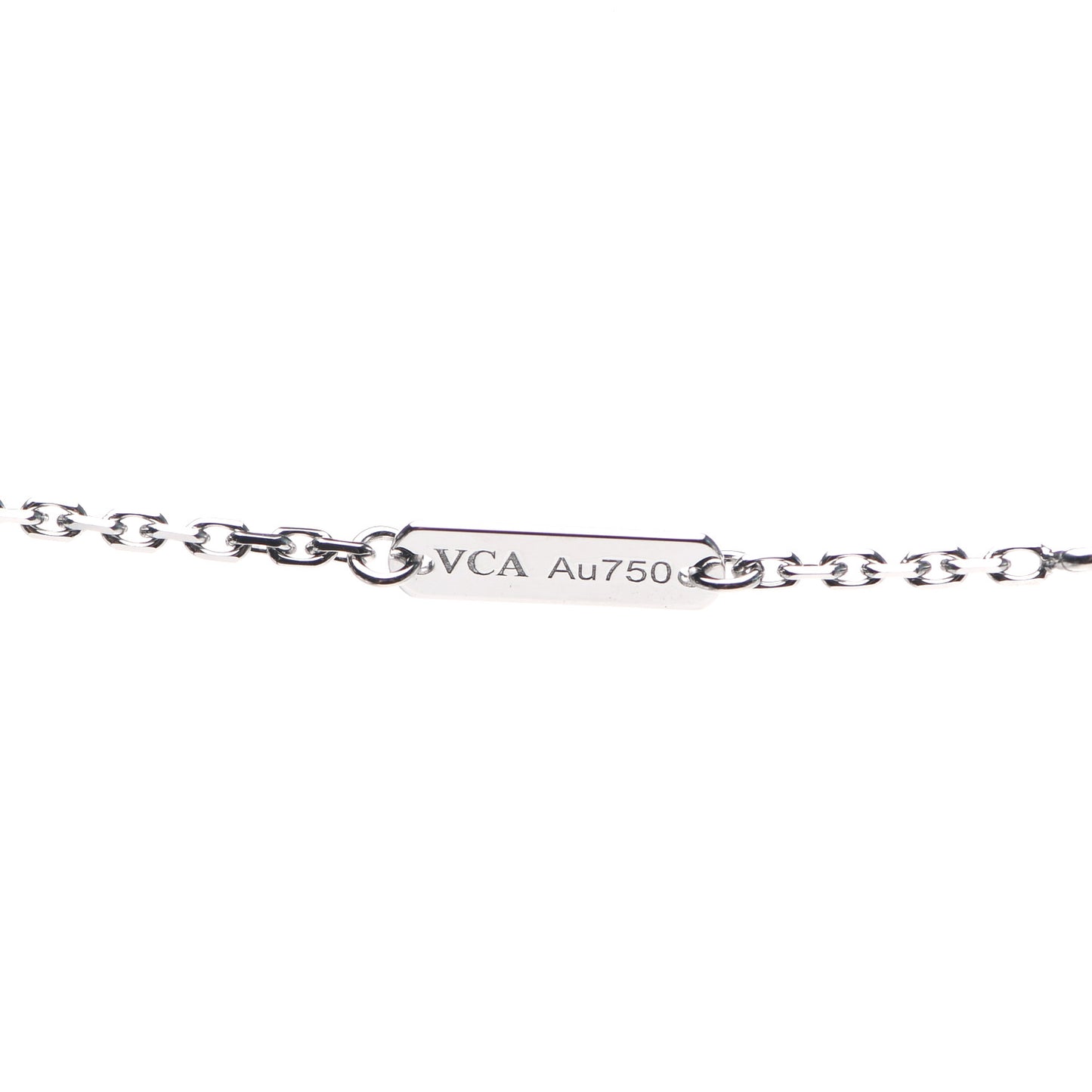 18K White Gold Mother of Pearl Vintage Alhambra Pendant Necklace