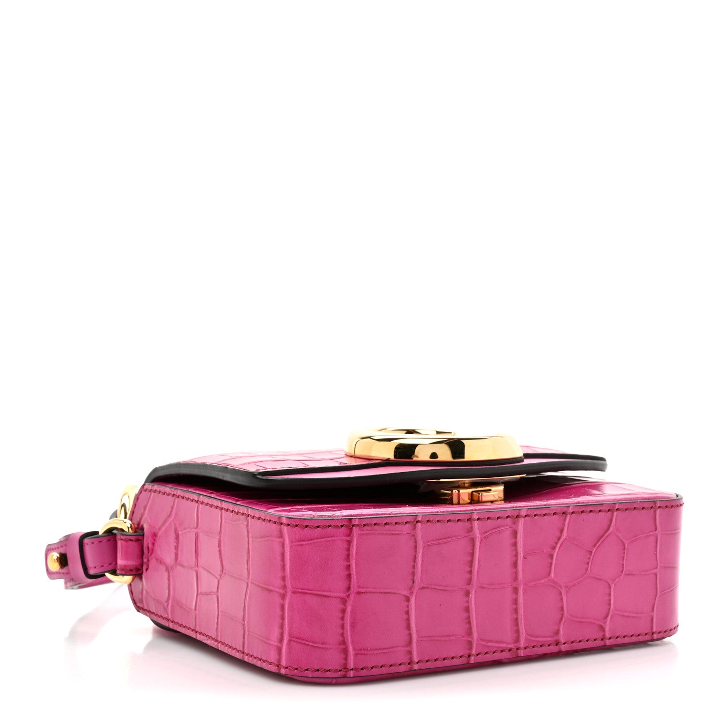 Chloe Calfskin Crocodile Embossed Mini C Bag Pink 4 of 12