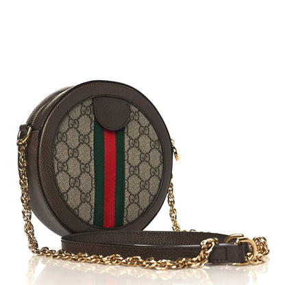 Gucci GG Supreme Monogram Web Mini Ophidia Round Shoulder Bag Brown 3 of 9