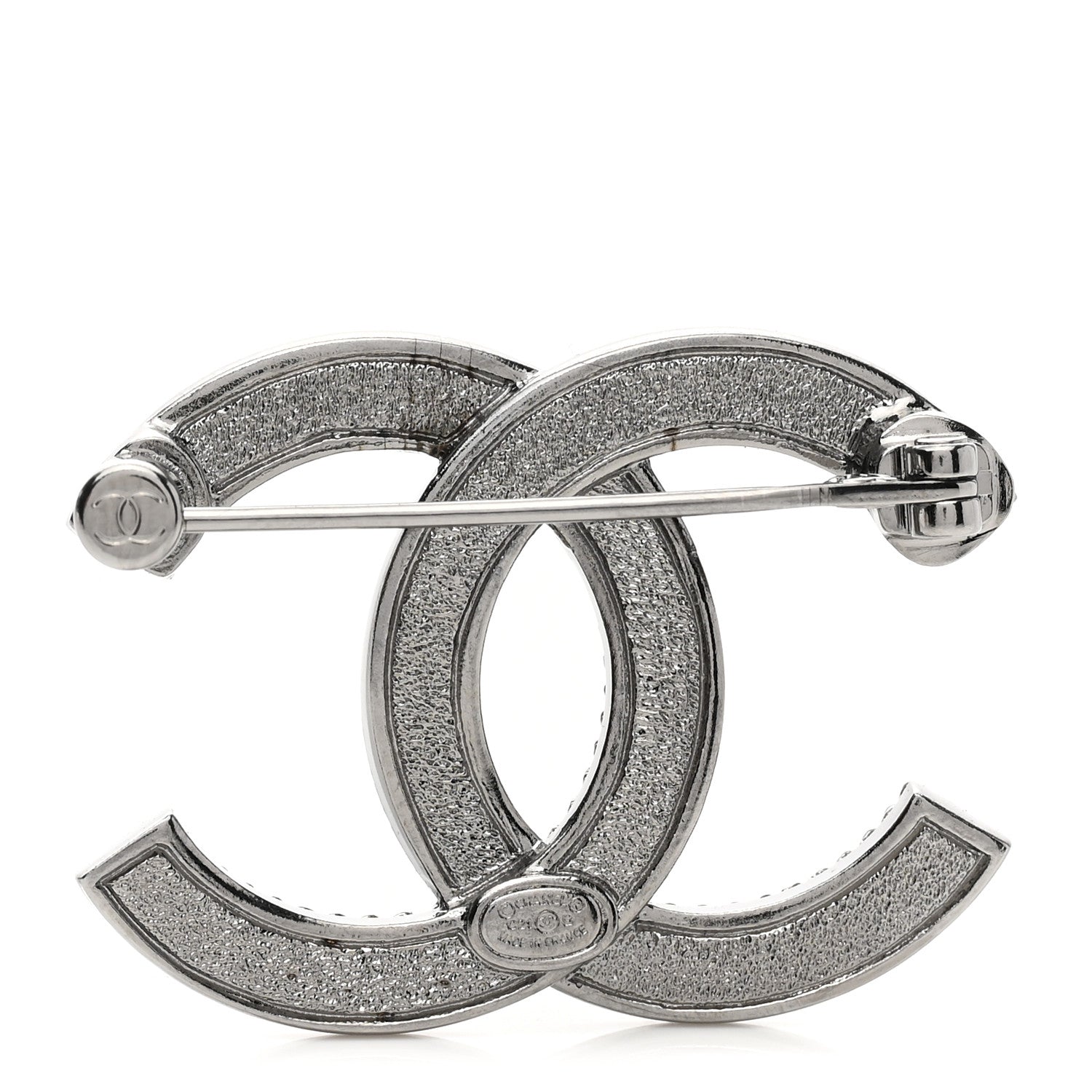 Chanel Crystal Chain CC Brooch Silver 2 of 3