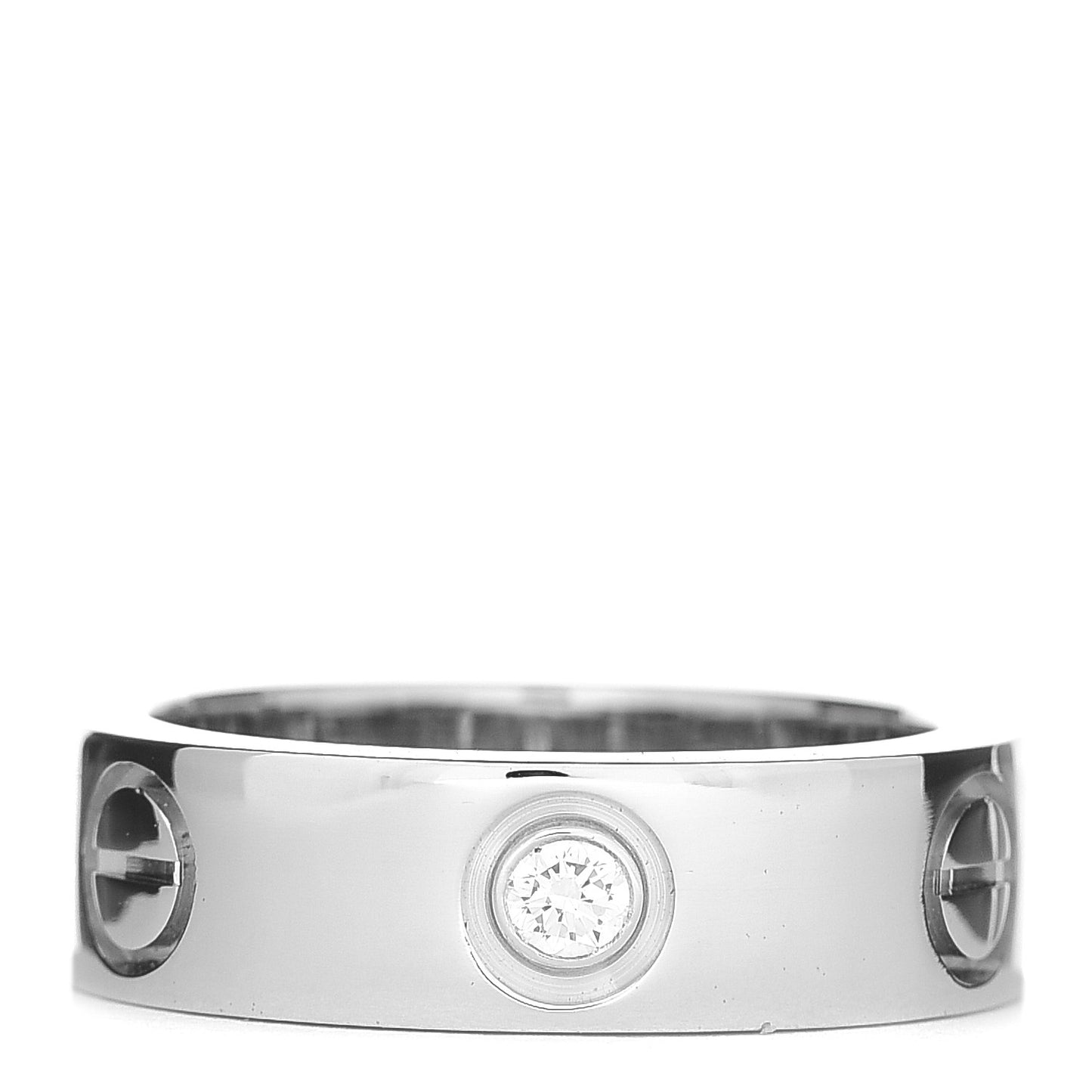18K White Gold 3 Diamond 5.5mm LOVE Ring 49 5