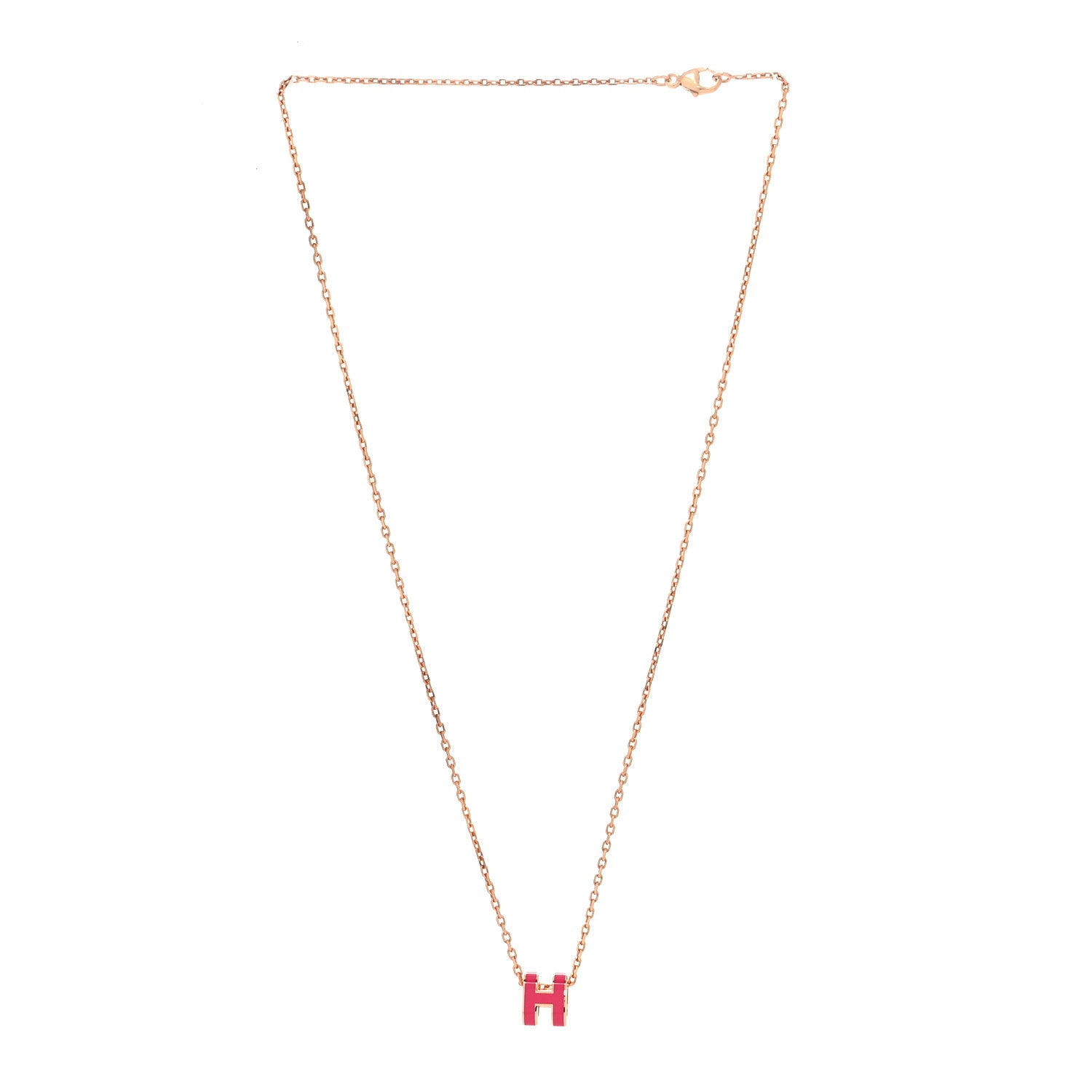 Hermes Lacquered Rose Gold Mini Pop H Pendant Necklace Rose Extreme 3 of 5