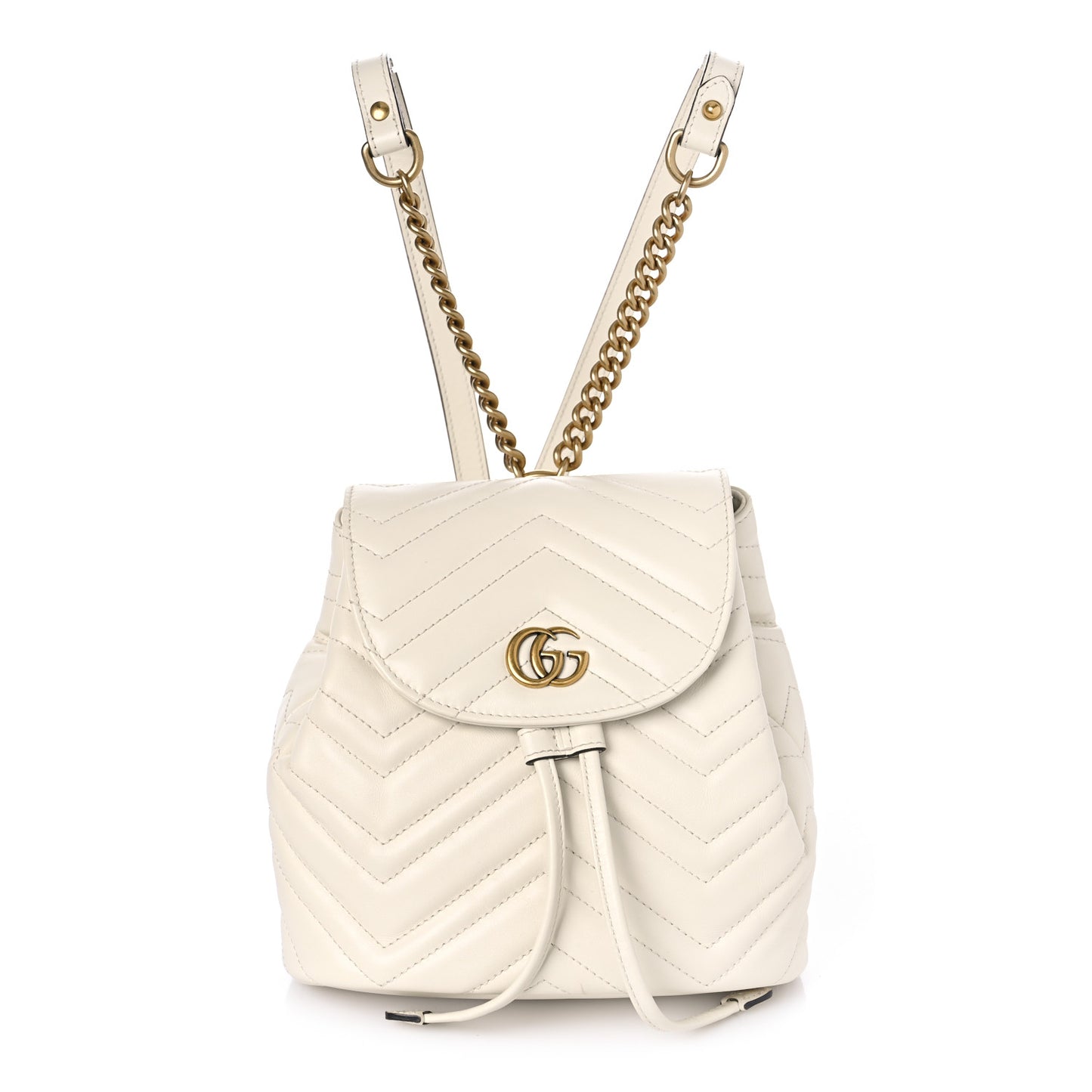 Calfskin Matelasse GG Marmont Flap Backpack White