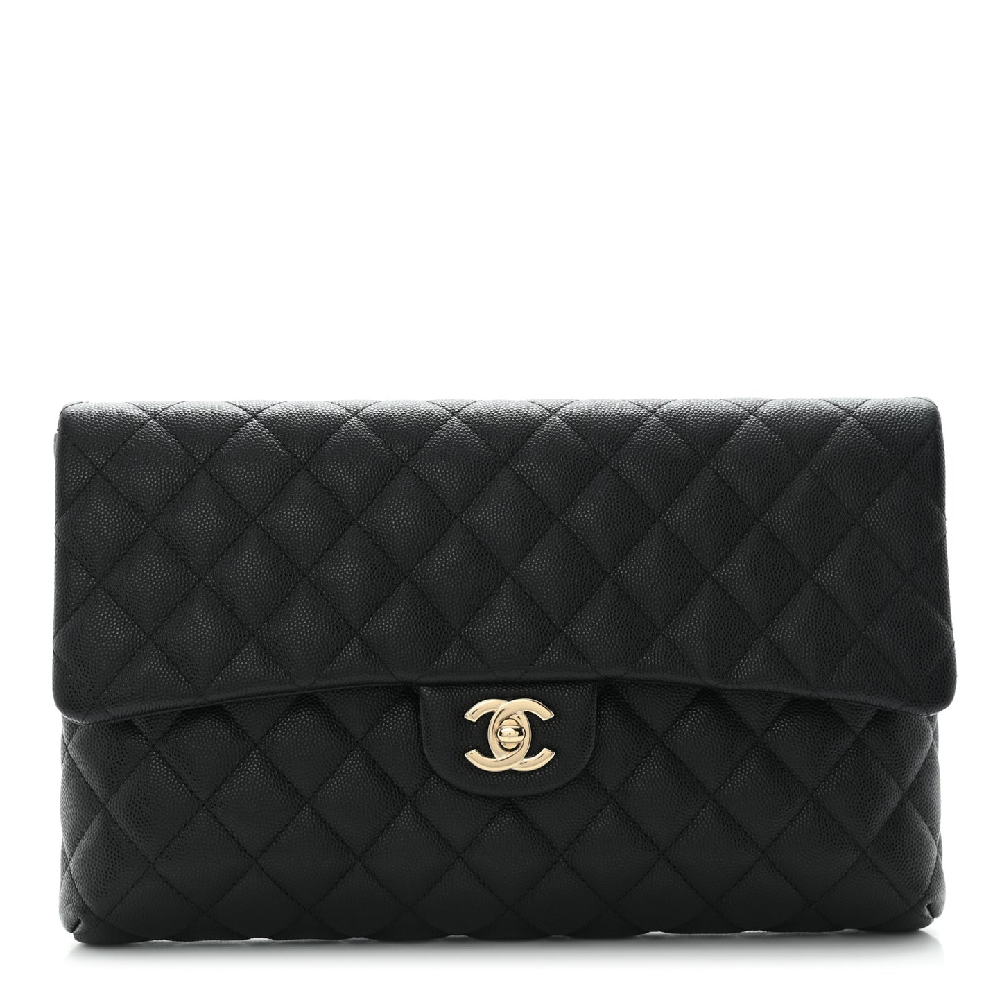 Caviar Quilted Flap Clutch Black
