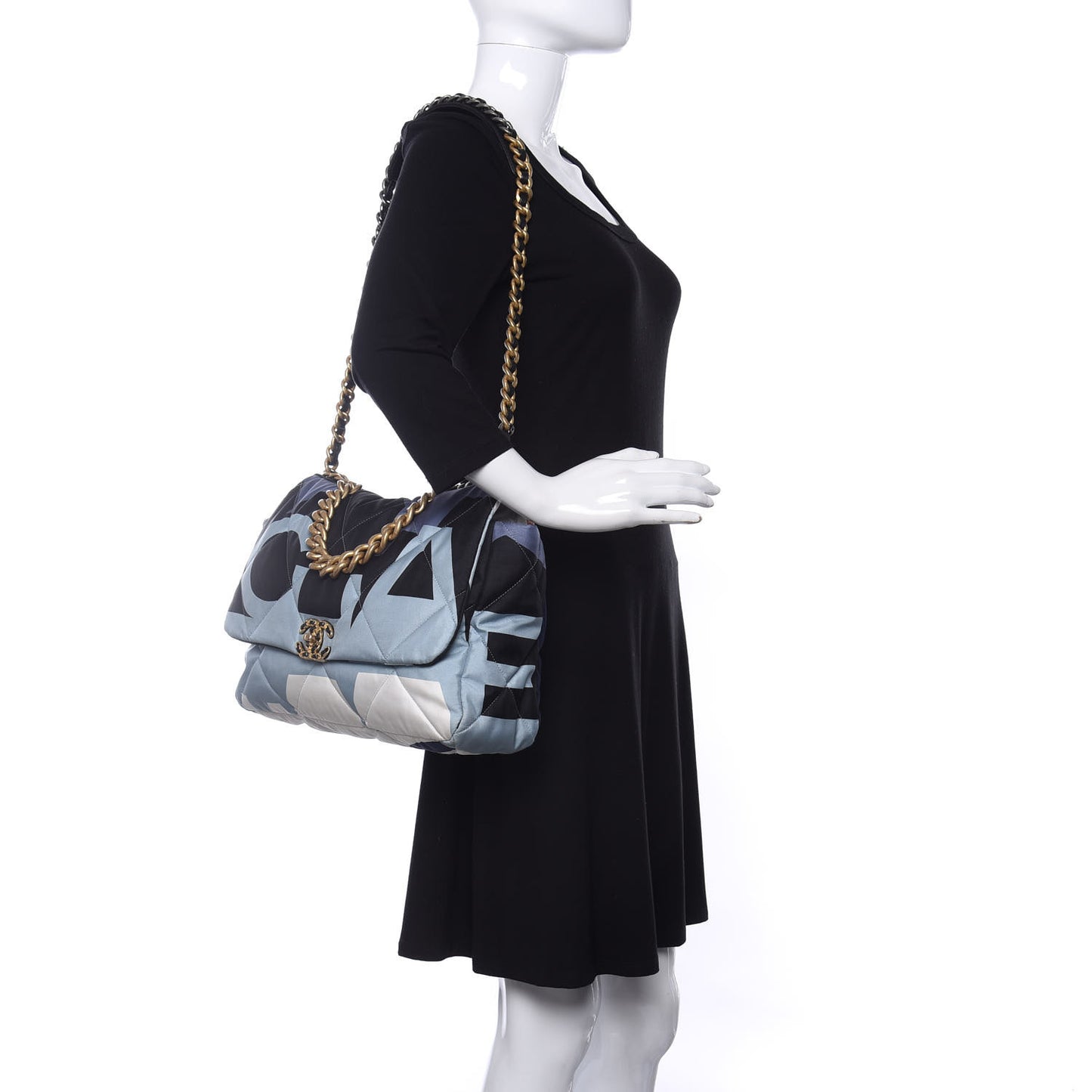 Silk Maxi Scarf Chanel 19 Flap Black Blue White