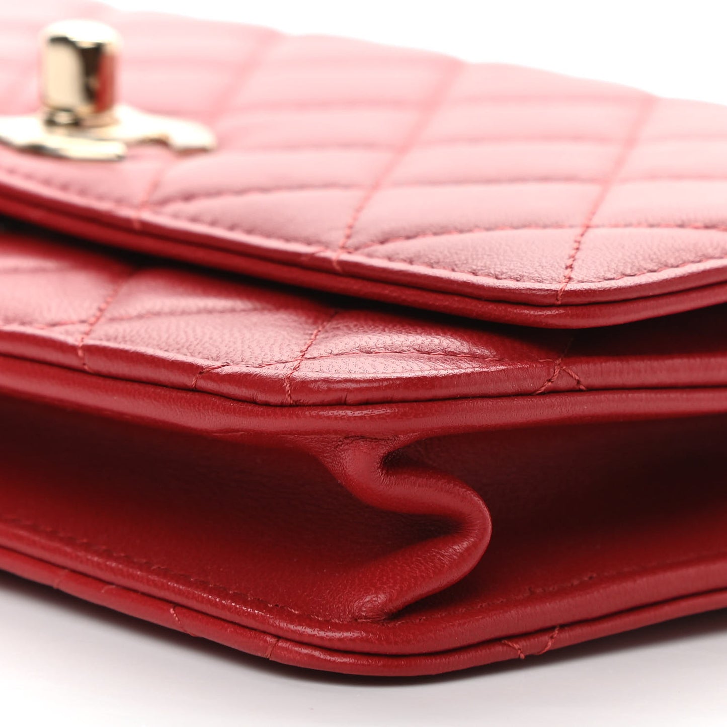 Lambskin Quilted Trendy CC Wallet On Chain WOC Red