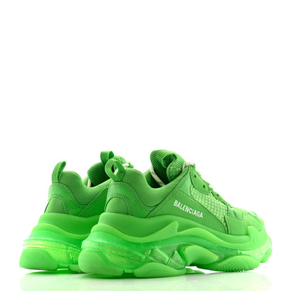Balenciaga Fabric Mesh Clear Sole Womens Triple S Sneakers 38 Green 4 of 7