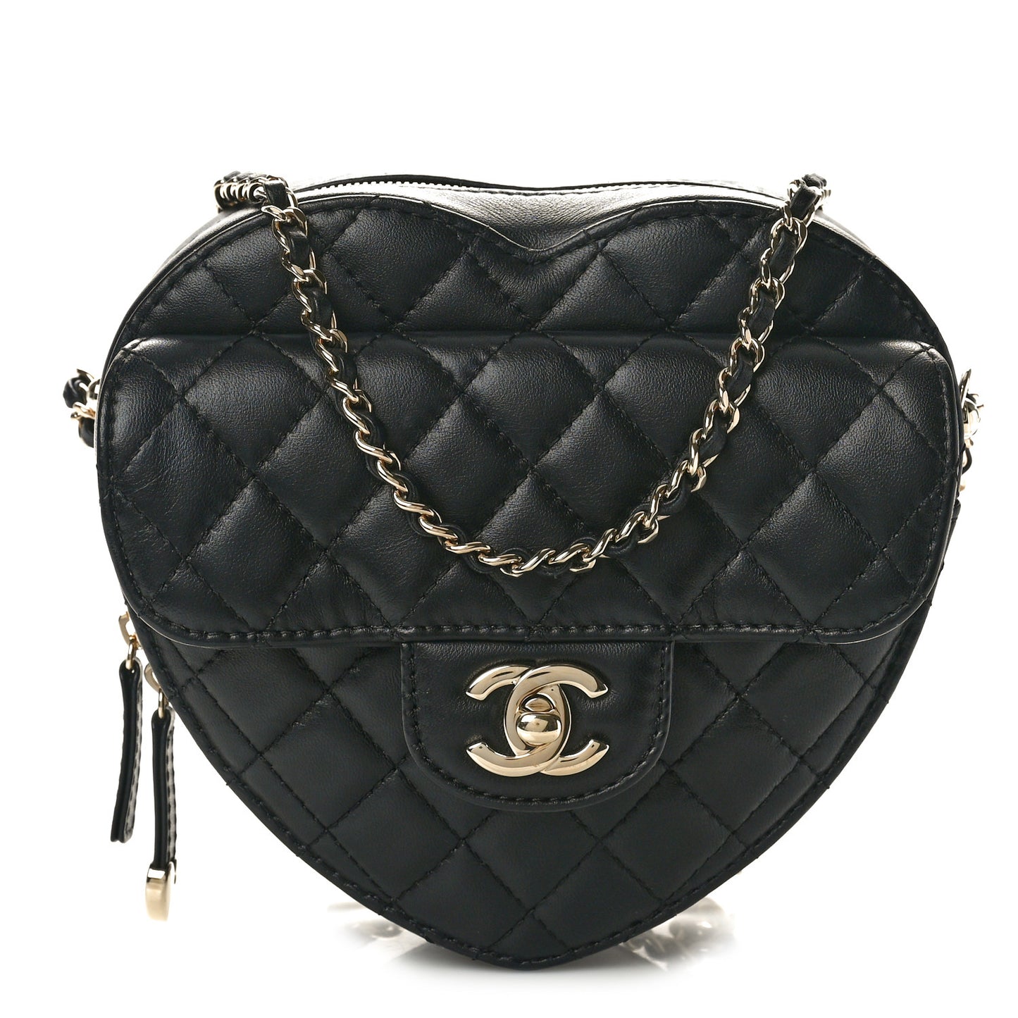 Lambskin Quilted CC In Love Heart Bag Black