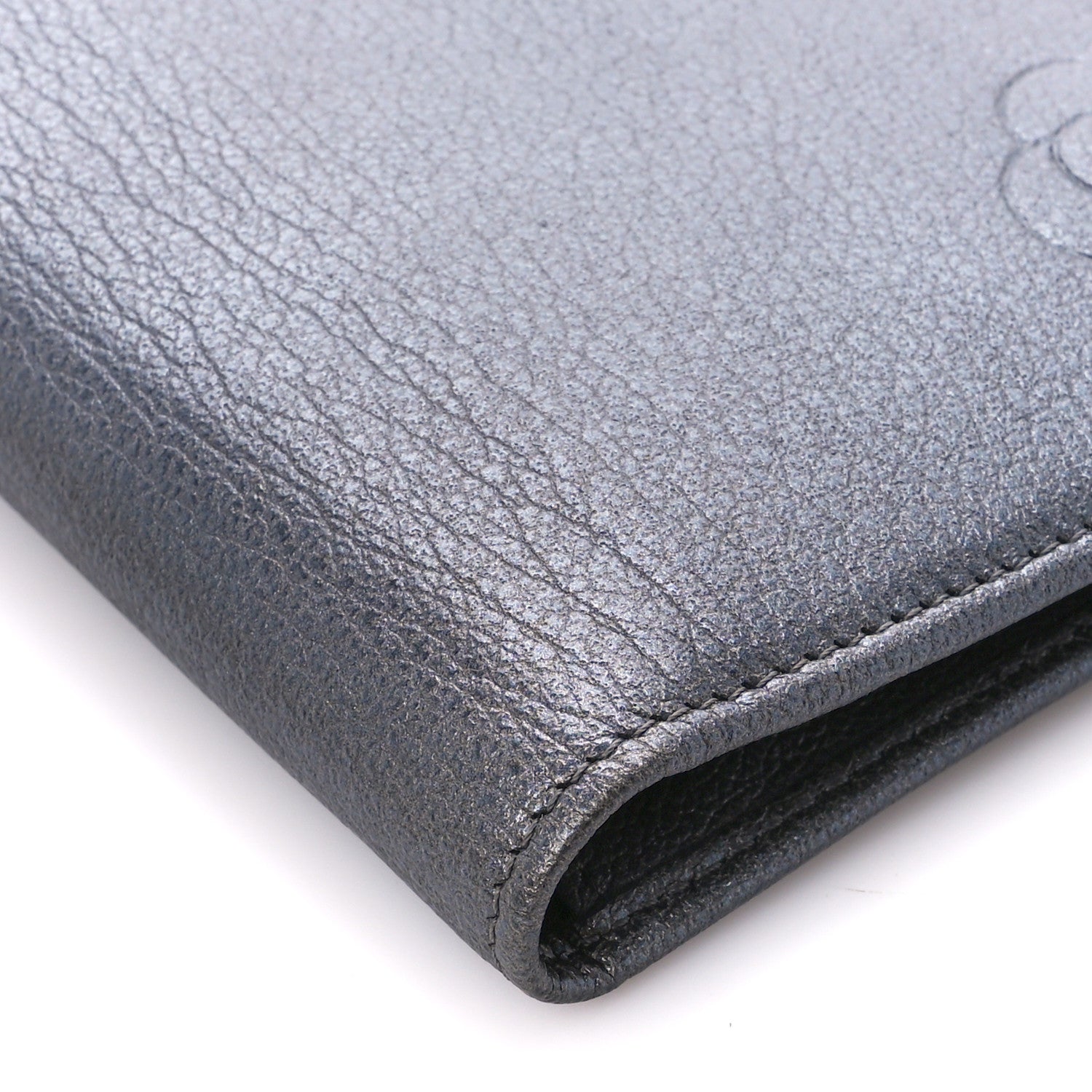 Chanel Metallic Goatskin Camellia Yen Wallet Navy 11 of 12