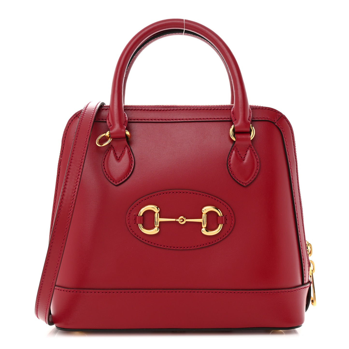 Boarded Plutone Calfskin Small Horsebit 1955 Top Handle Bag Red