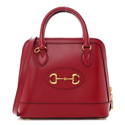 Gucci Boarded Plutone Calfskin Small Horsebit 1955 Top Handle Bag Red 1 of 11
