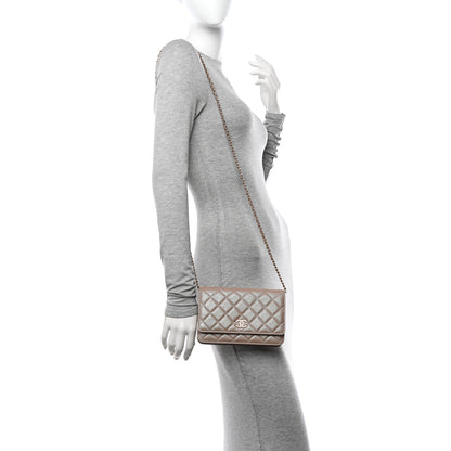 Chanel Iridescent Caviar Quilted Wallet on Chain WOC Beige 2 of 13