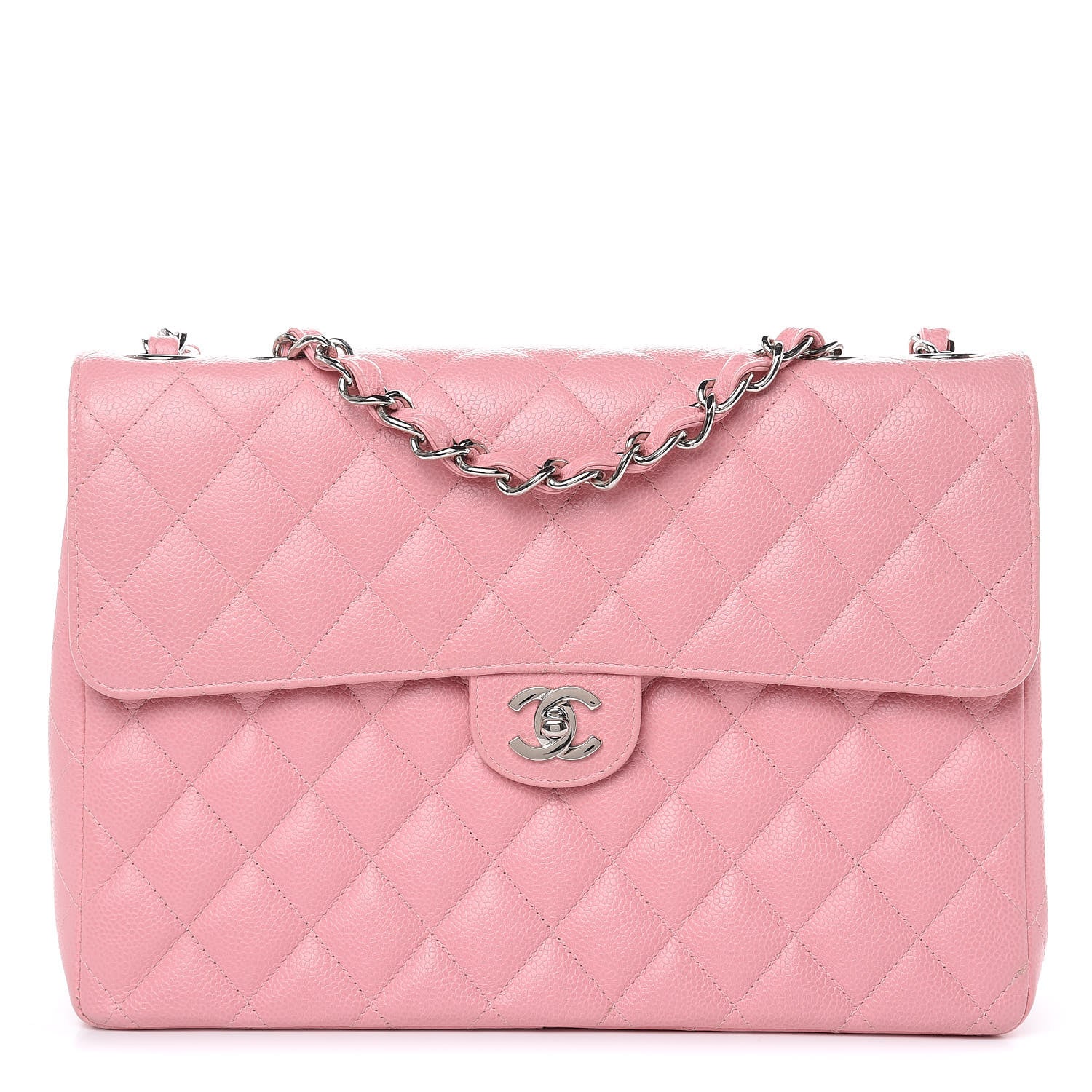 Chanel Caviar Quilted Jumbo Single Flap Pink 1 of 13