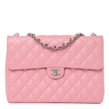 Chanel Caviar Quilted Jumbo Single Flap Pink 1 of 13