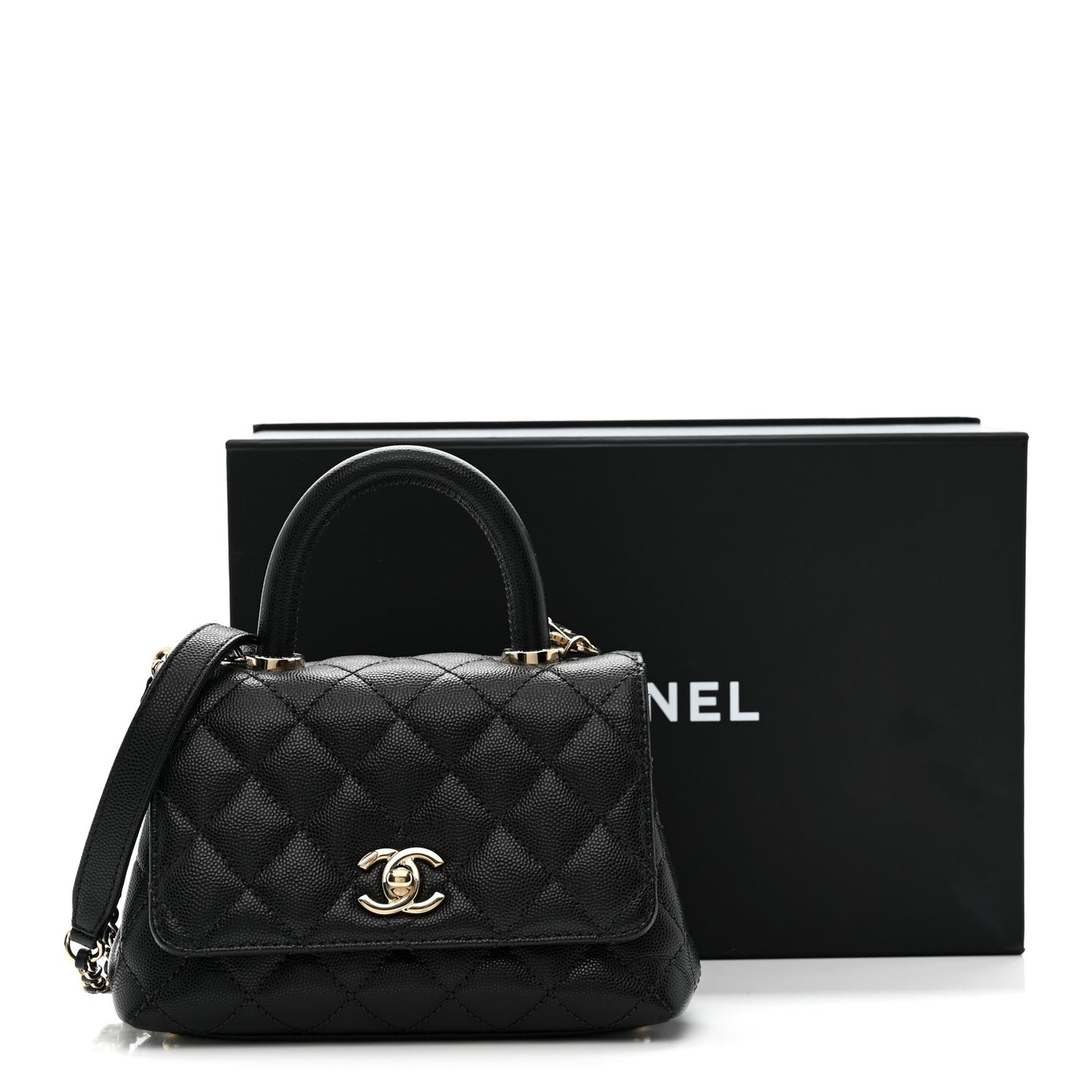 Caviar Quilted Extra Mini Coco Handle Flap Black