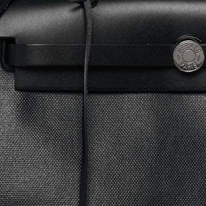 Hermes Toile H Berline Vache Hunter Herbag Zip PM 31 Black Ecru 8 of 13