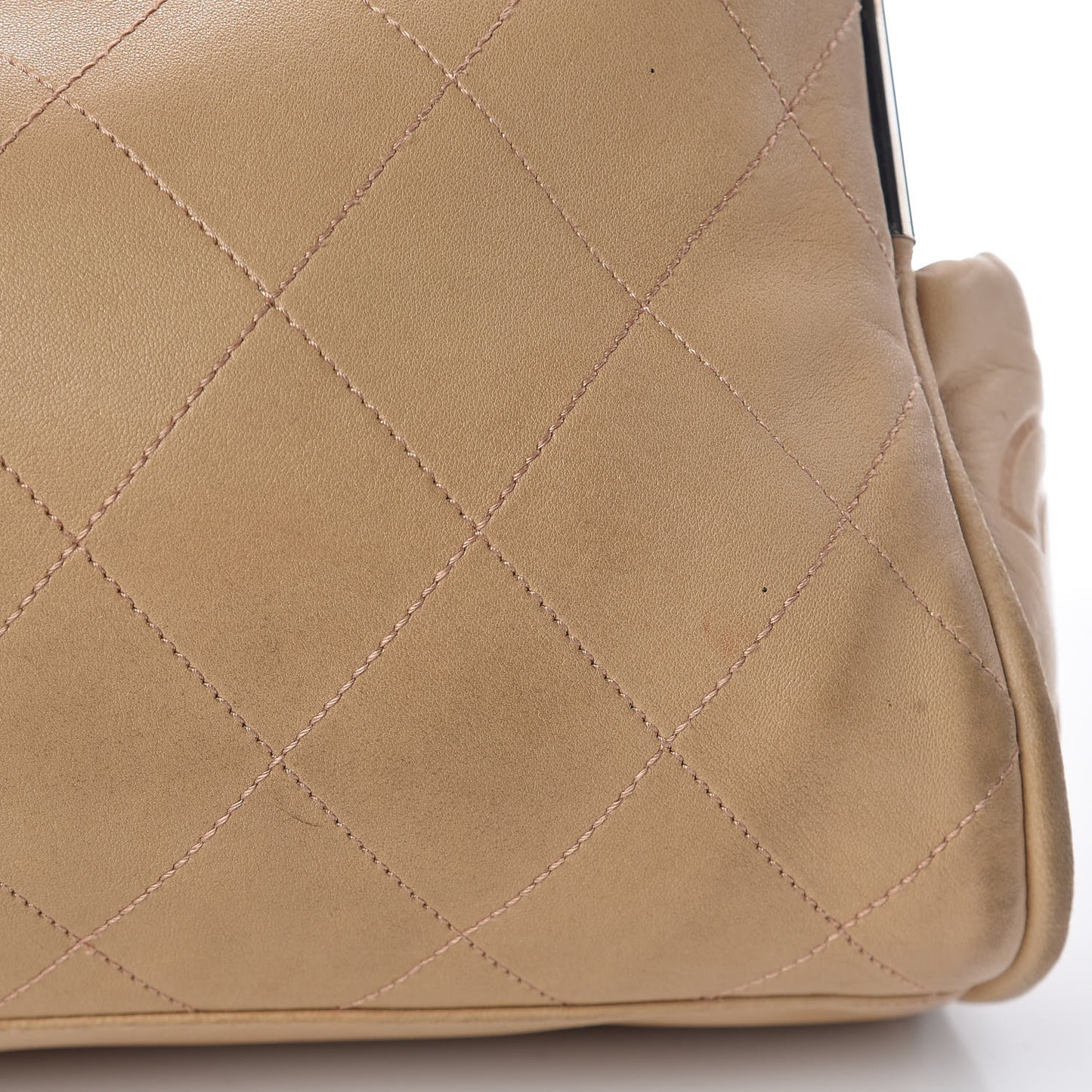 Lambskin Stitched Medium Ultimate Soft Tote Beige