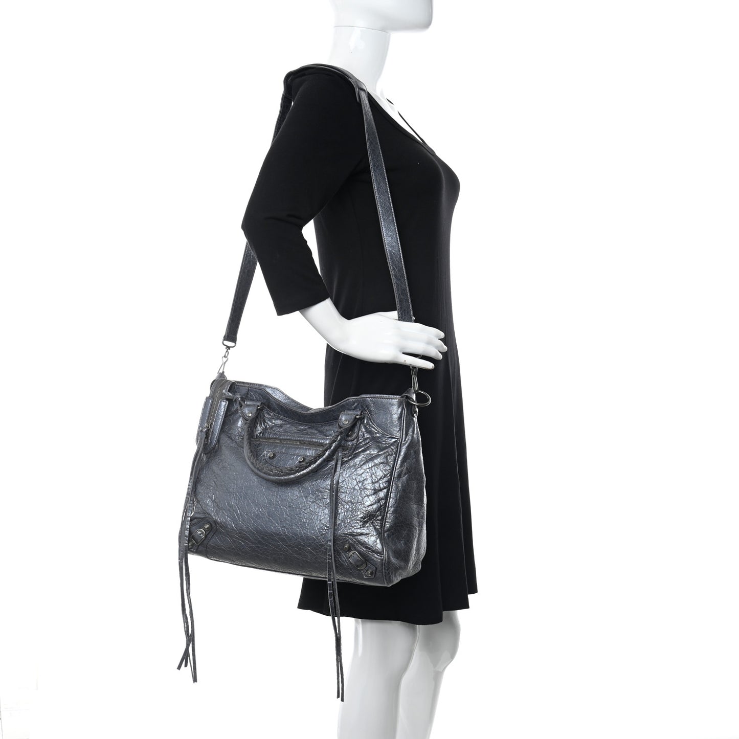 Metallic Agneau Classic Hardware Argent Fonce