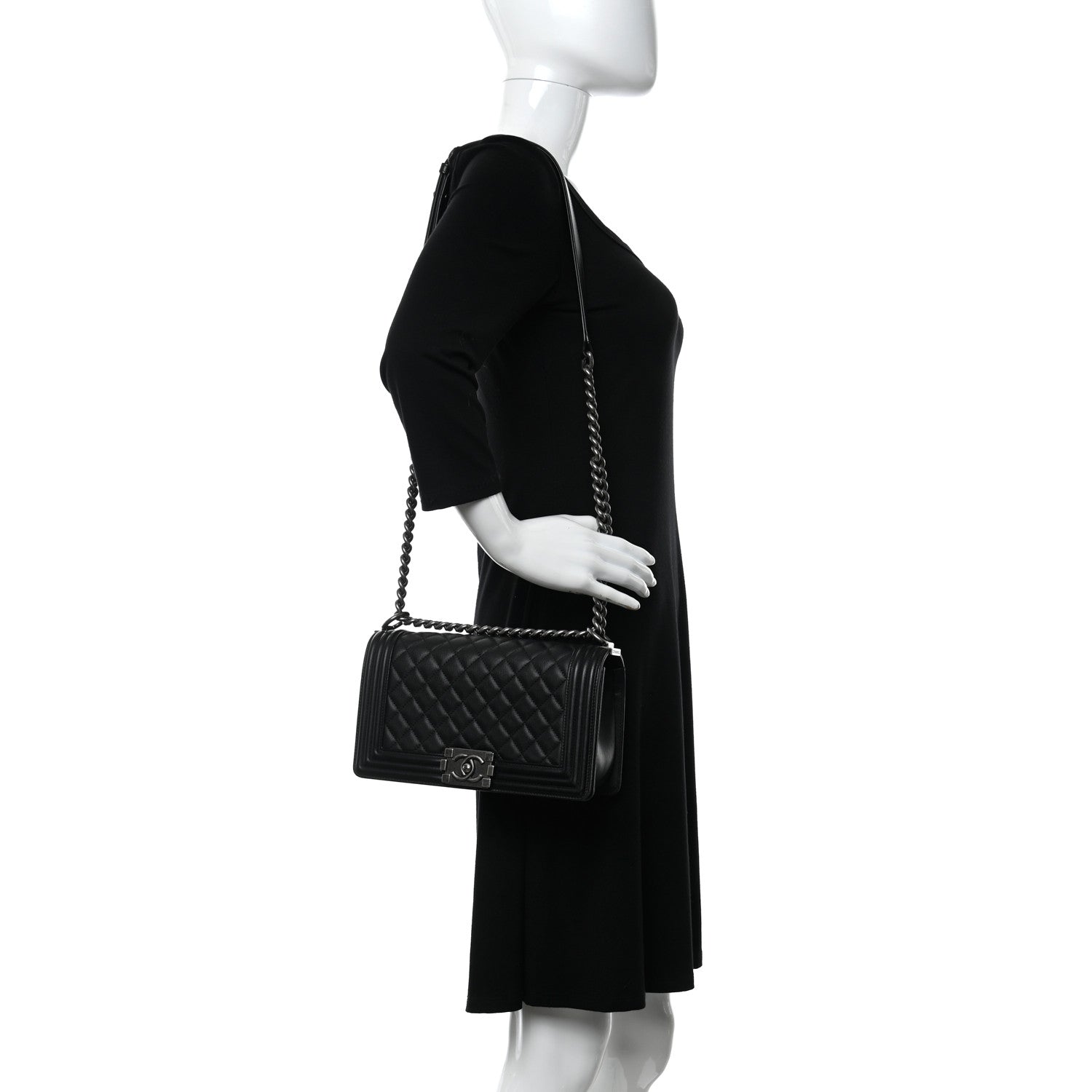 Chanel Calfskin Quilted Medium Boy Flap Black 2 of 10