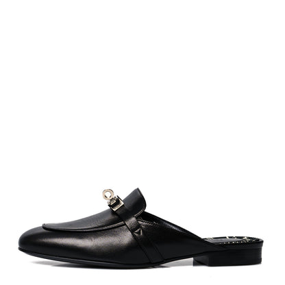 Hermes Goatskin Oz Mules 37 Black 1 of 8
