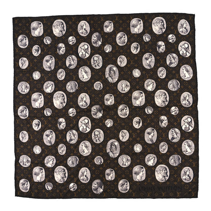 Louis Vuitton X FORNASETTI Silk Monogram Cameo Shawl Brown 1 of 3