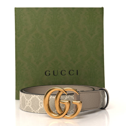 Gucci GG Supreme Monogram Calfskin Double G 30mm Belt 85 34 Beige Mystic White Oatmeal 6 of 6