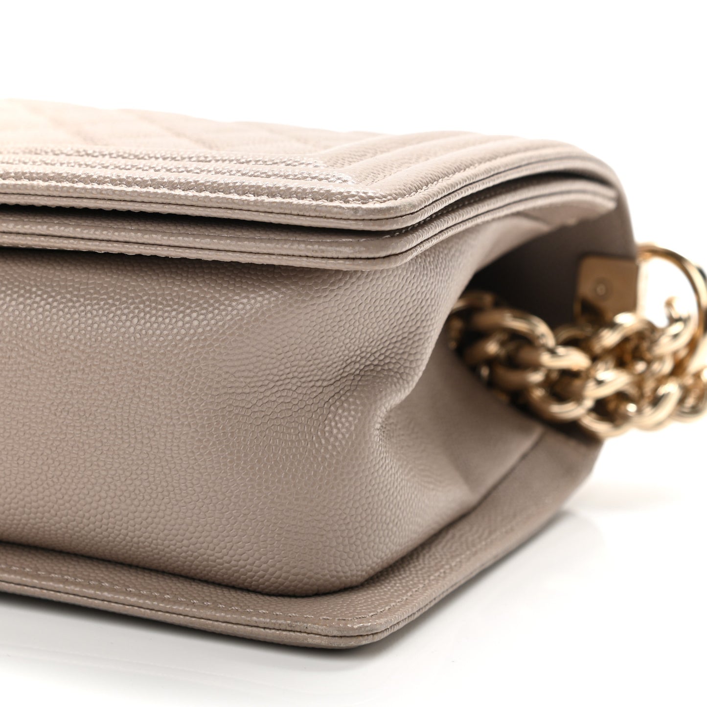 Caviar Quilted Medium Boy Flap Beige