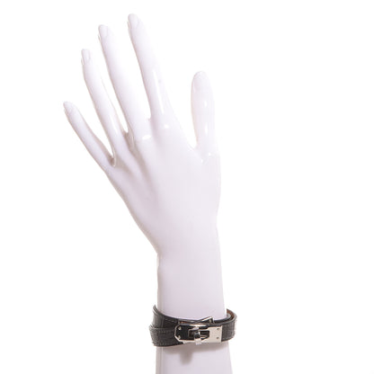Hermes Matte Alligator Kelly Double Tour Bracelet Small Graphite 2 of 9