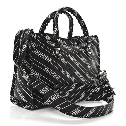Balenciaga Veau Allover Logo Classic Silver Hardware S City Black White 3 of 13