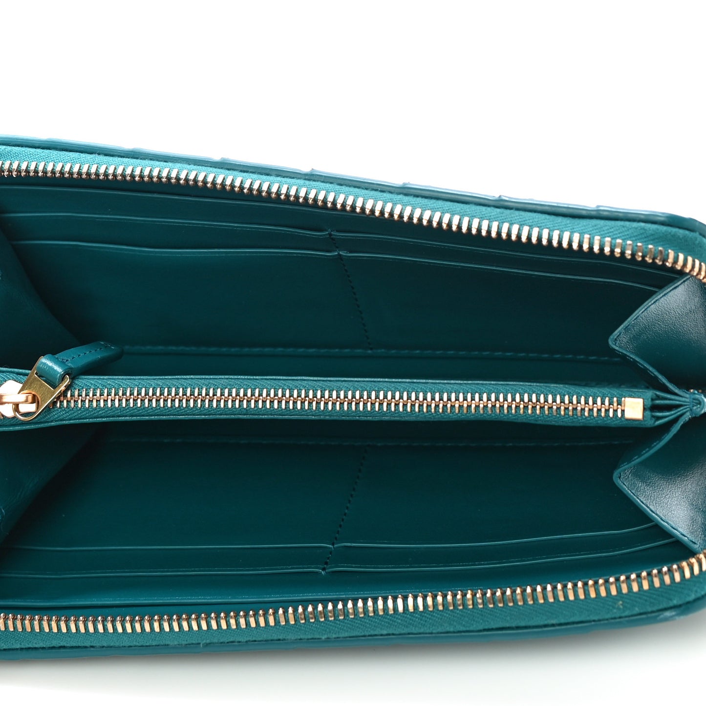Nappa Intrecciato Zip Around Wallet Mallard