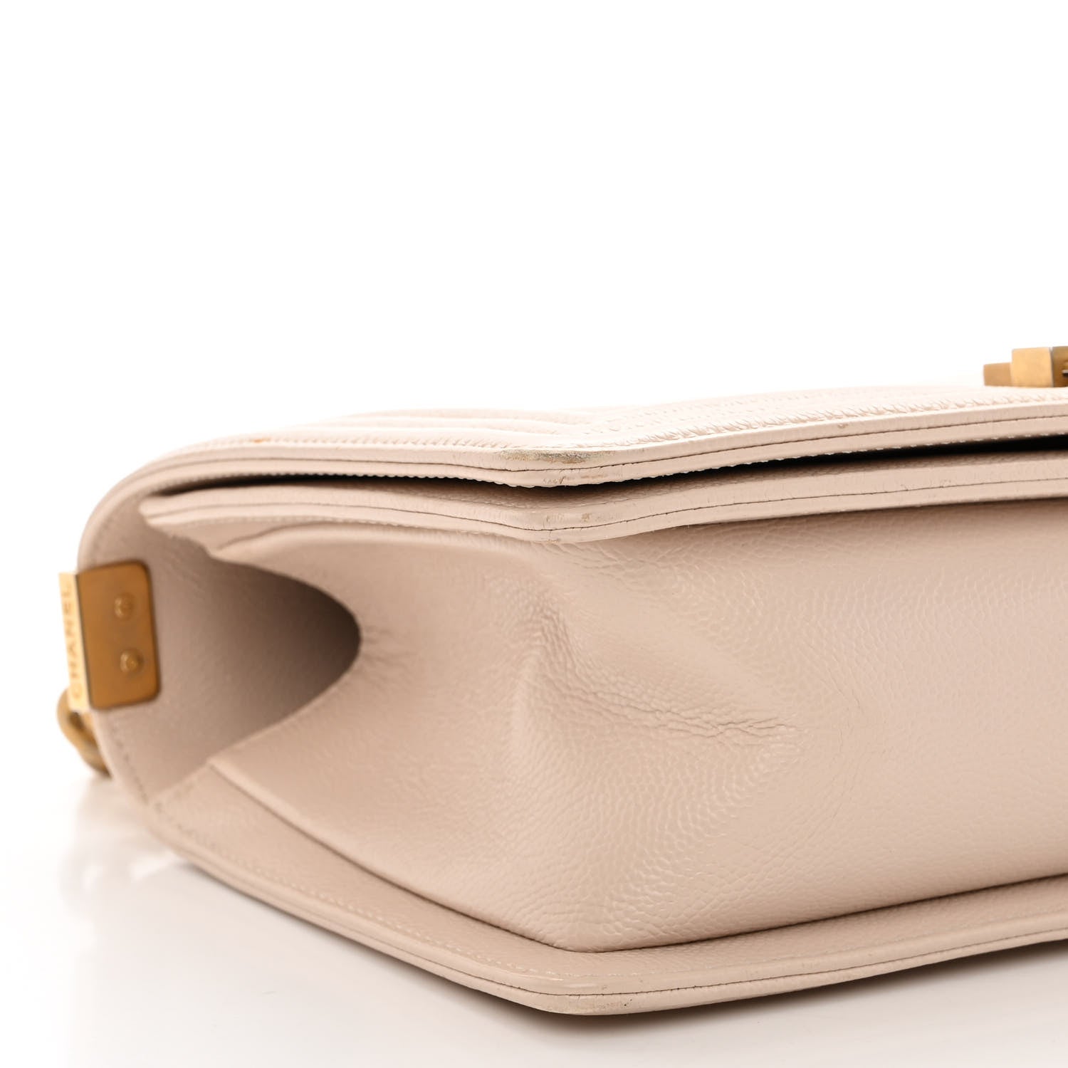 Chanel Caviar Chevron Quilted Medium Boy Flap Light Beige 9 of 12