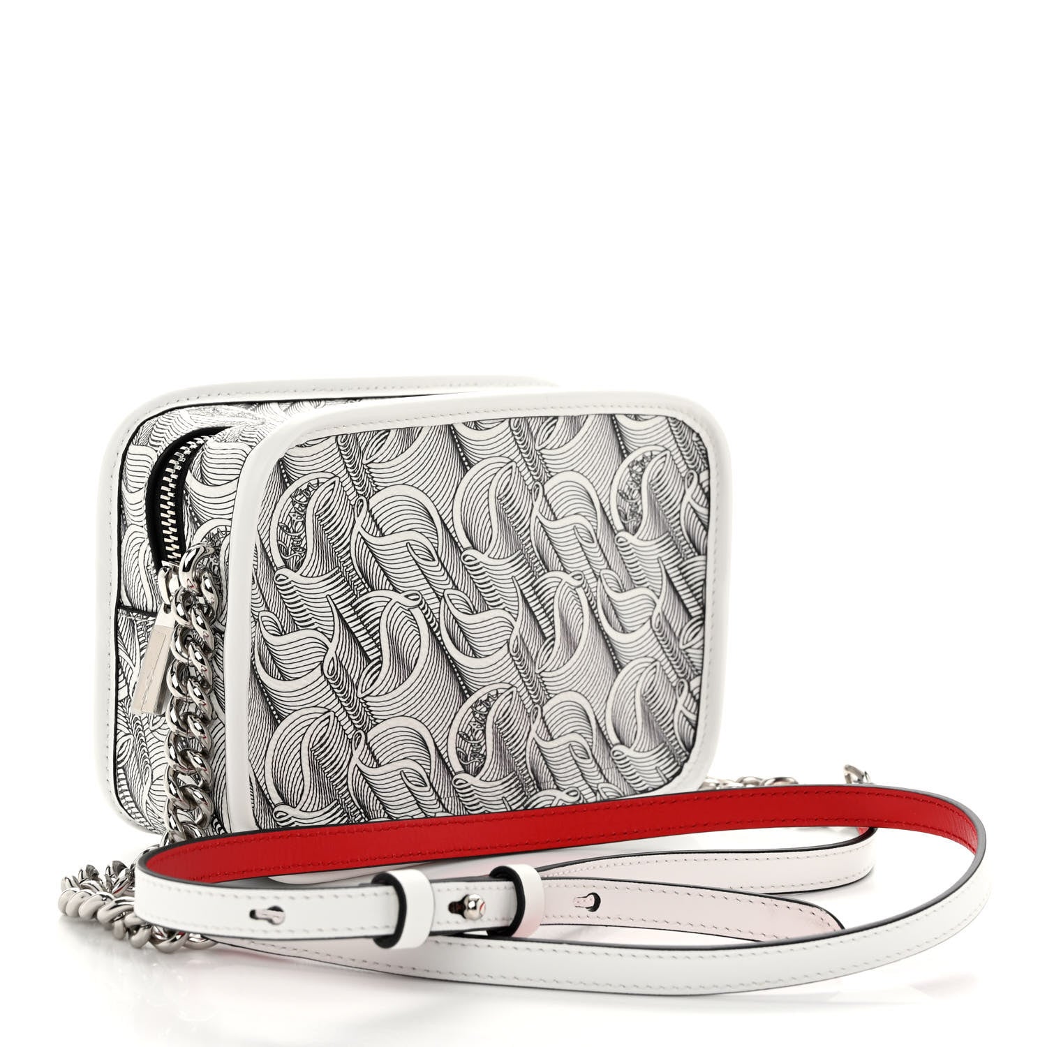 Christian Louboutin Calfskin Small Loubinth Radioloubi White Black 3 of 9