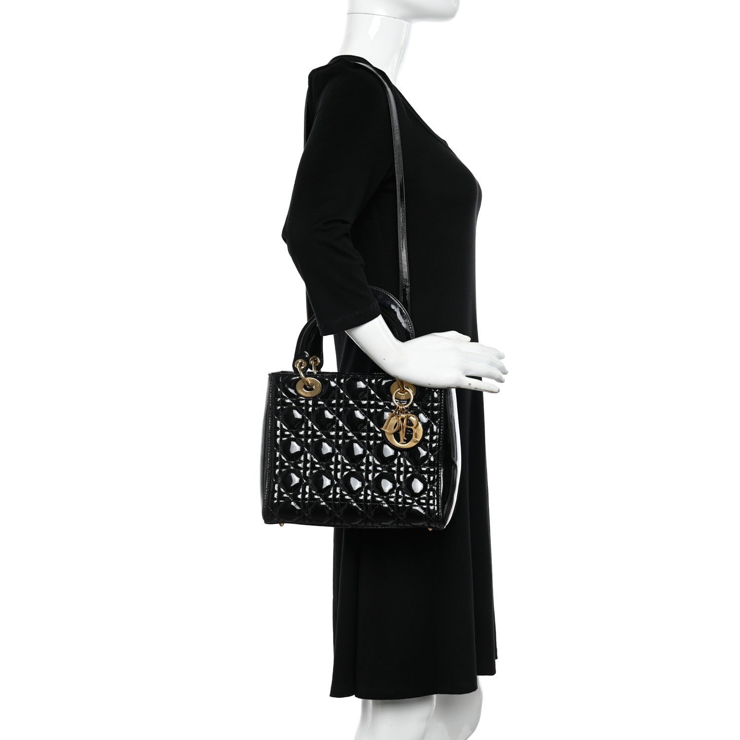 Christian Dior Patent Cannage Medium Lady Dior Black 2 of 11