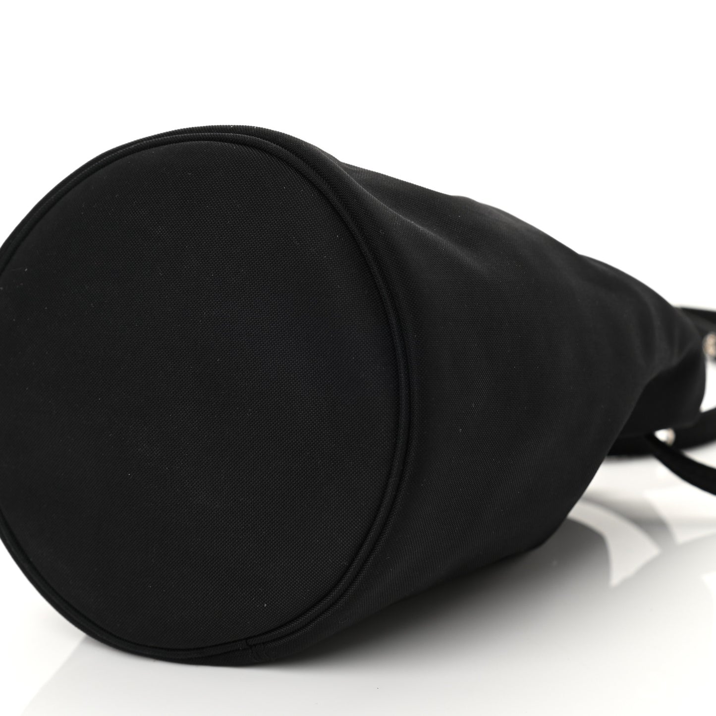 Recycled Sport Nylon Logo Embroidered Wheel Drawstring Bucket Bag Black Pink